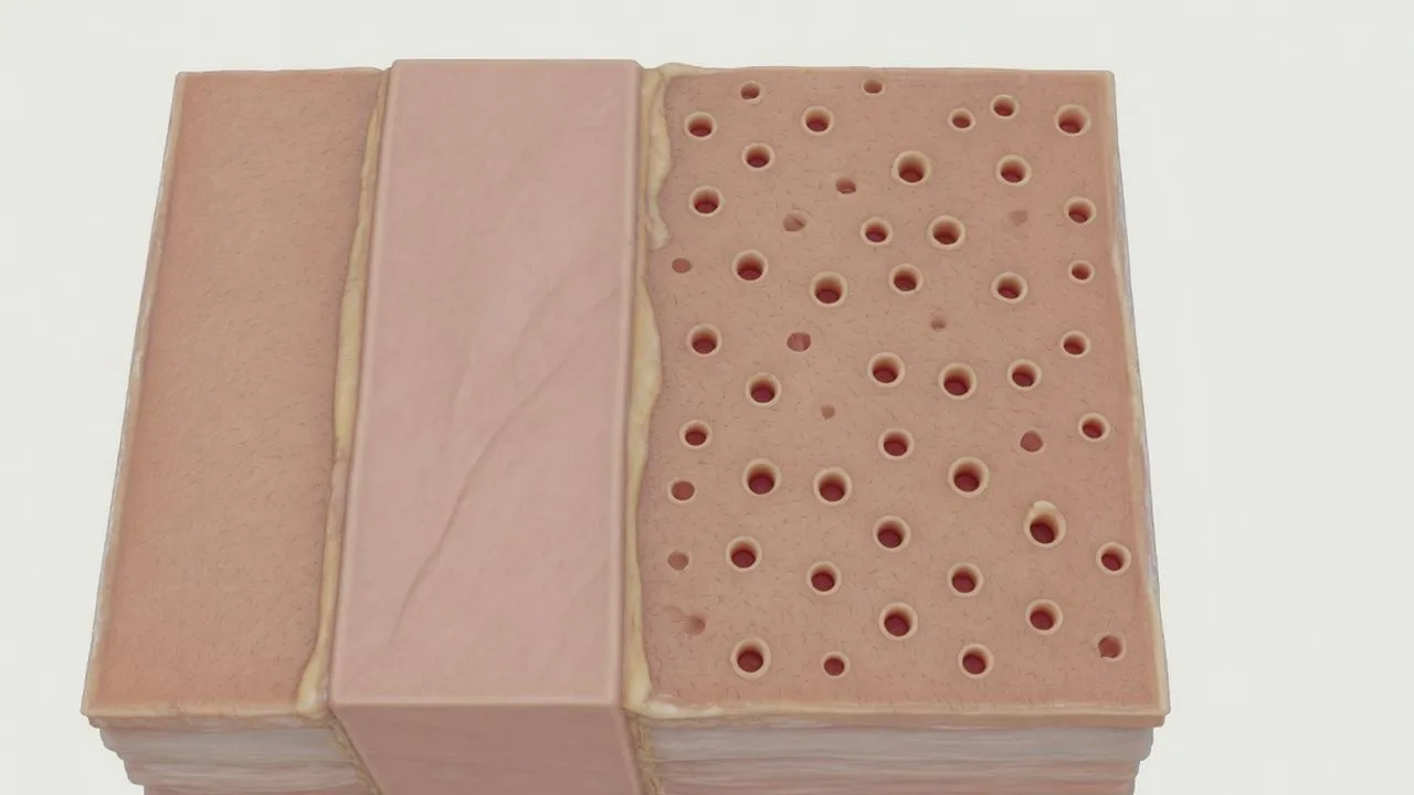 Three panels: FUE as scattered punch dots, FUT as one strip at the back, DHI as a pen-like placing tool.