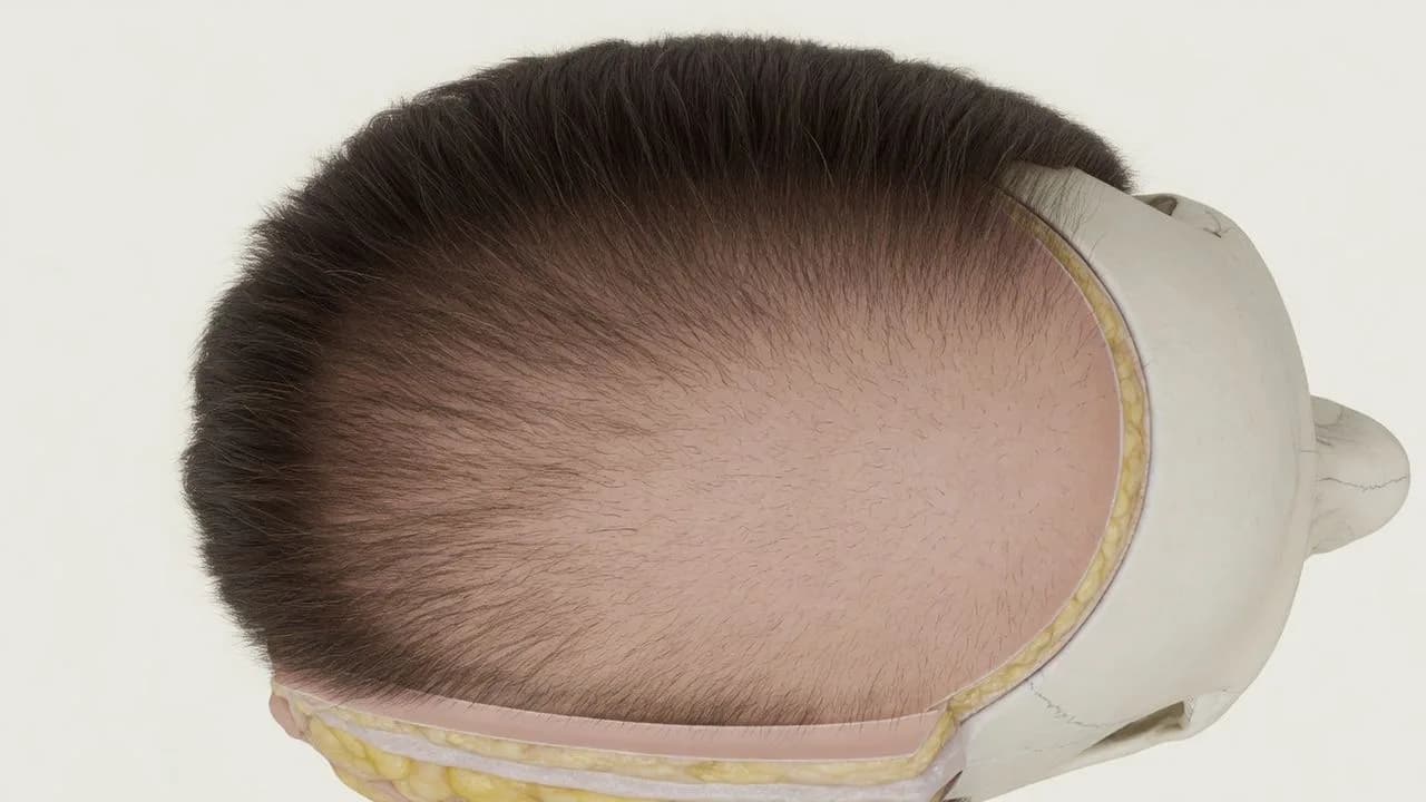 Three pathway labels for pattern hair loss: male pattern, female pattern and shared assessment with a doctor.